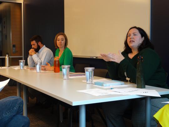 Panelists from left to right: Sean Michetti, Angie Corwin, and Briana Downey.