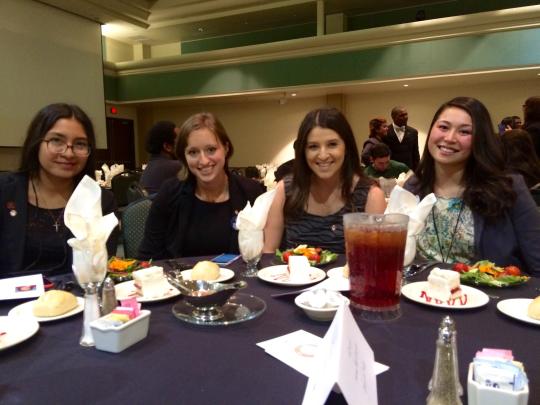 At the Awards Banquet from left to right: Andrea Aviles Cigarrostegui, Mercedes Mack and Kate Chavez