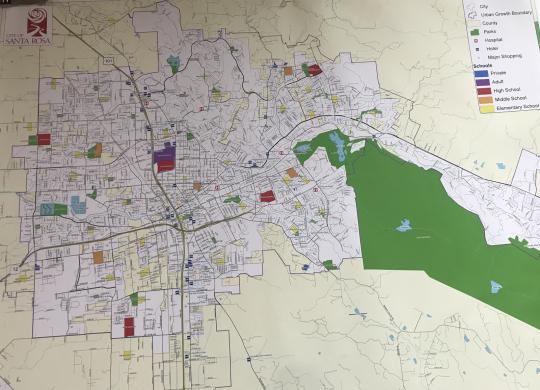 Map from 2006, showing how different Santa Rosa has changed over the years and why it is important to map out our favorite memories to keep them alive. 