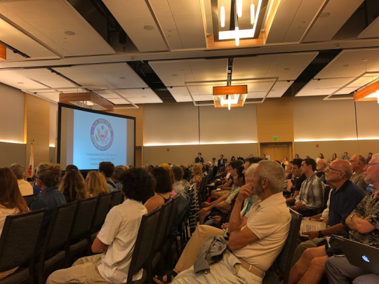 Caption: Sonoma County and SSU students watch as the panel discussed the climate change.