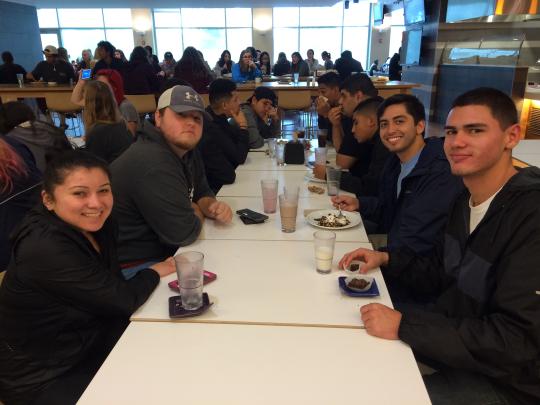 Students eating lunch on Shadow Day