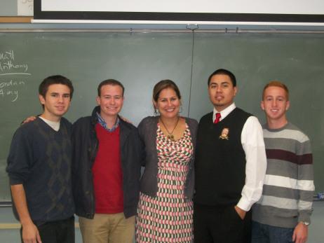 Taylor Bonilla, Jacob Mermell, Professor Cynthia Boaz, Osvaldo Quinonez, Micah McCarver