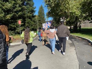 Students walking across campus