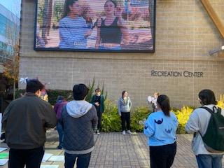 Students at discussion event in Seawolf Plaza